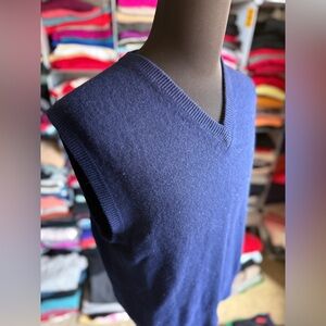 Vintage I. Magnin Blue V-Neck Cashmere Vest, L